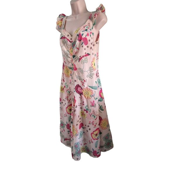 Moschino Cheap And Chic Silk Floral Butterfly Garden Dress US Size 10 Imperfect - Picture 1 of 16